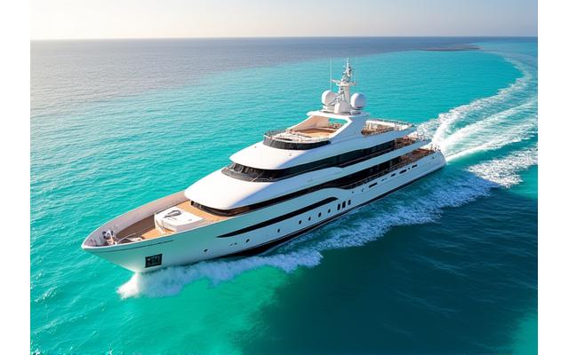 Luxury yacht cruising in crystal clear Caribbean waters